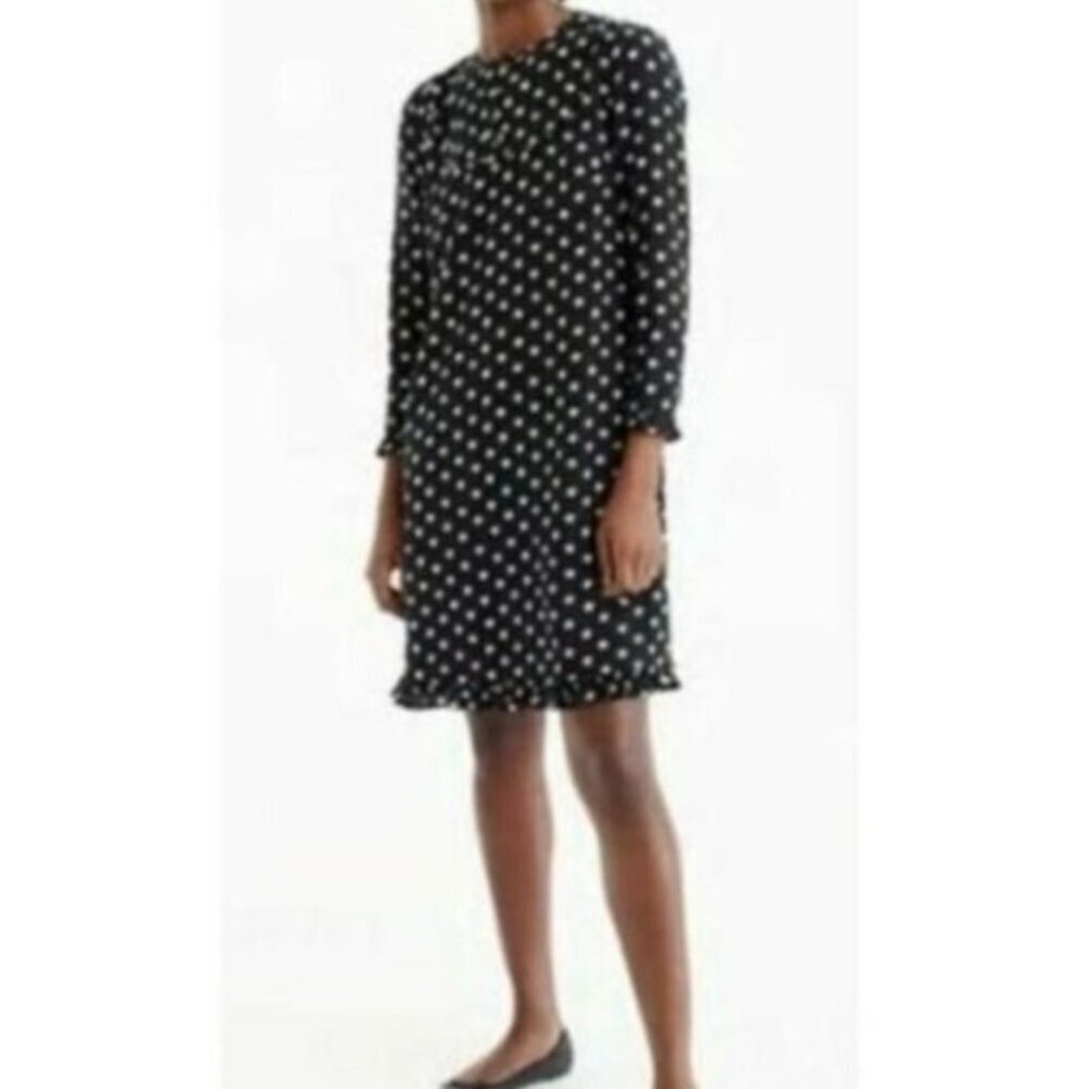J. Crew Collection Star Print Dress Black Silk